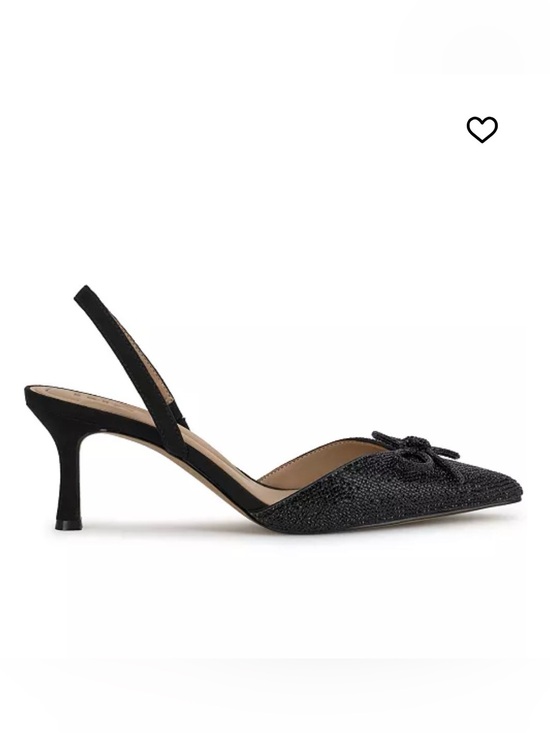 INC International Concepts Shoes - INC International Concepts for Macys Black Sparkle Pointed Slingback Kitten Heel